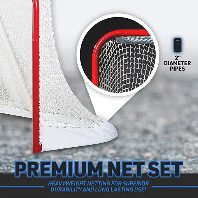Portable Sports Youth Street Hockey Net - Indoor + Outdoor Steel Hockey Goal for Kids Roller + Street Hockey